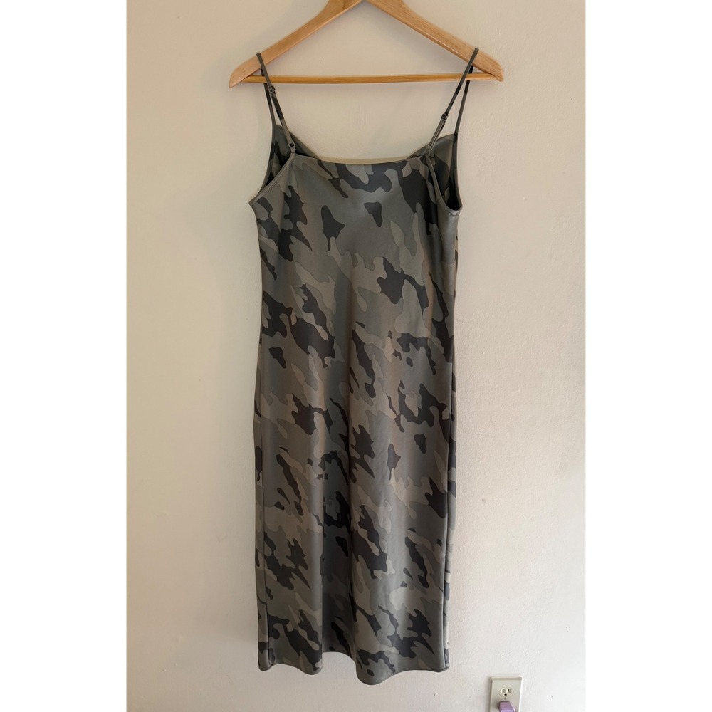 Banana Republic Camo Print Cowl Neck Midi Slip Dress Green Gray Small - Picture 7 of 7